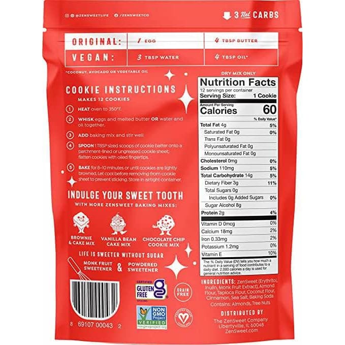 ZENSWEET Grocery > Cooking & Baking > Flours ZENSWEET: Snickerdoodle Cookie Mix, 9.3 oz