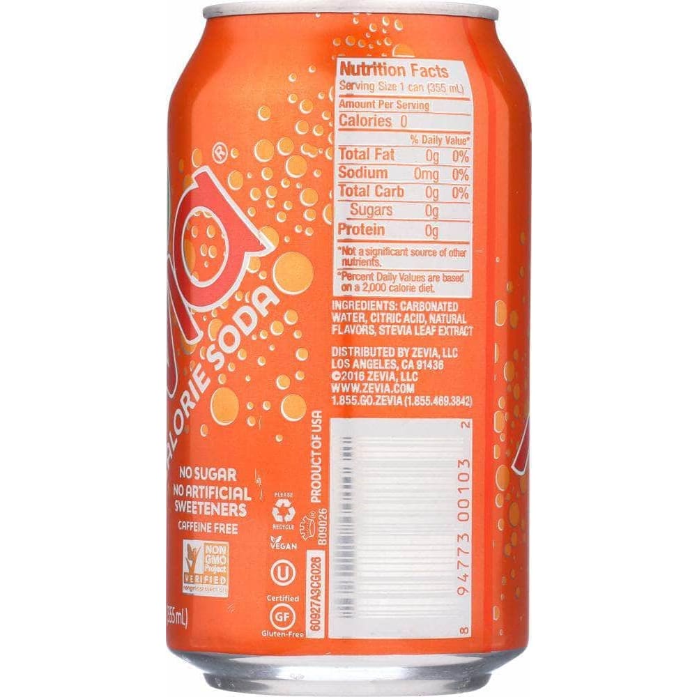 Zevia Zevia All Natural Zero Calorie Soda Orange 6-12 fl oz, 72 fl oz