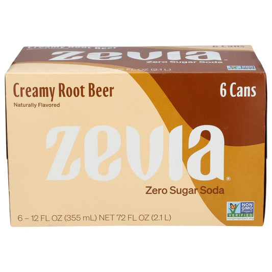 ZEVIA: Soda Zero Crmy Rt Br 6Pk 12 FO (Pack of 4) - Grocery > Beverages > Sodas - ZEVIA