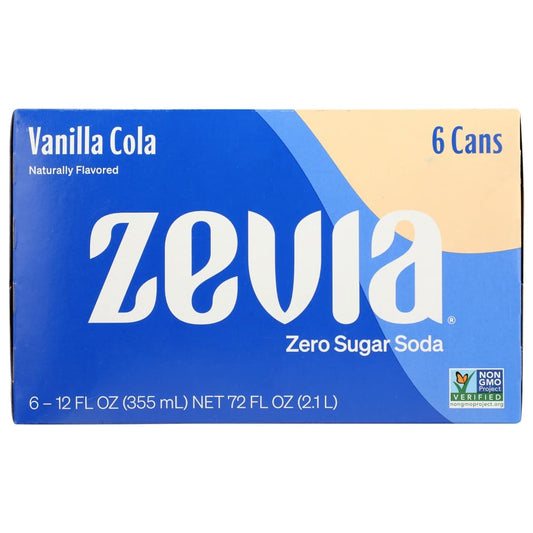 ZEVIA: Vanilla Cola Zero Sugar Sda 6Pk 72 fo (Pack of 4) - Grocery > Beverages > Sodas - ZEVIA