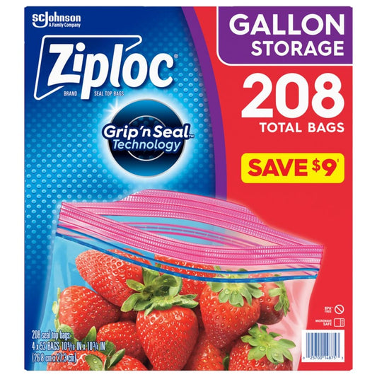 Ziploc Double Zipper Gallon Storage Bags (208 ct) - Paper & Plastic - Ziploc
