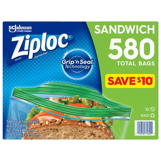 Ziploc Easy-Open Tab Sandwich Bags (580 ct.) - Paper & Plastic - Ziploc