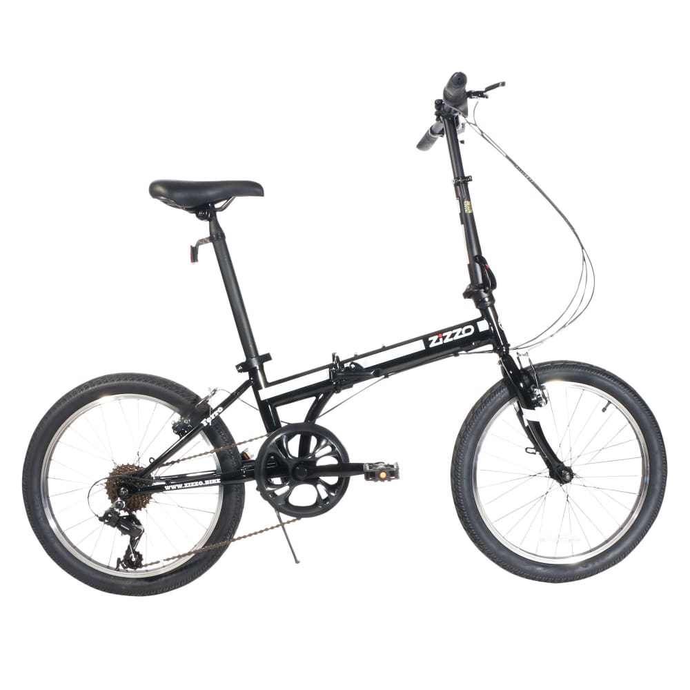 Zizzo Ferro 7-Speed HT Steel Folding Bike - Black - Zizzo
