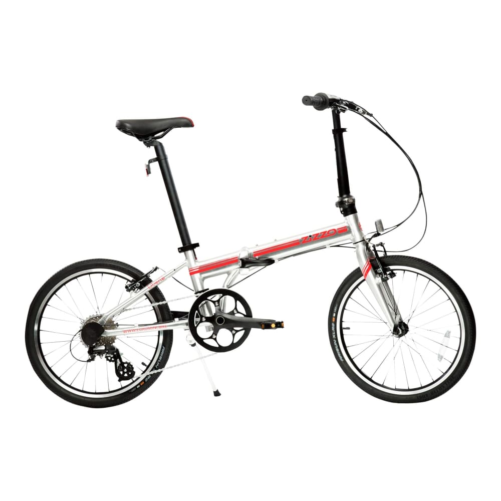 Zizzo Liberte Ultra-Lightweight 20 8-Speed Aluminum Folding Road Bicycle - Silver Red - Zizzo