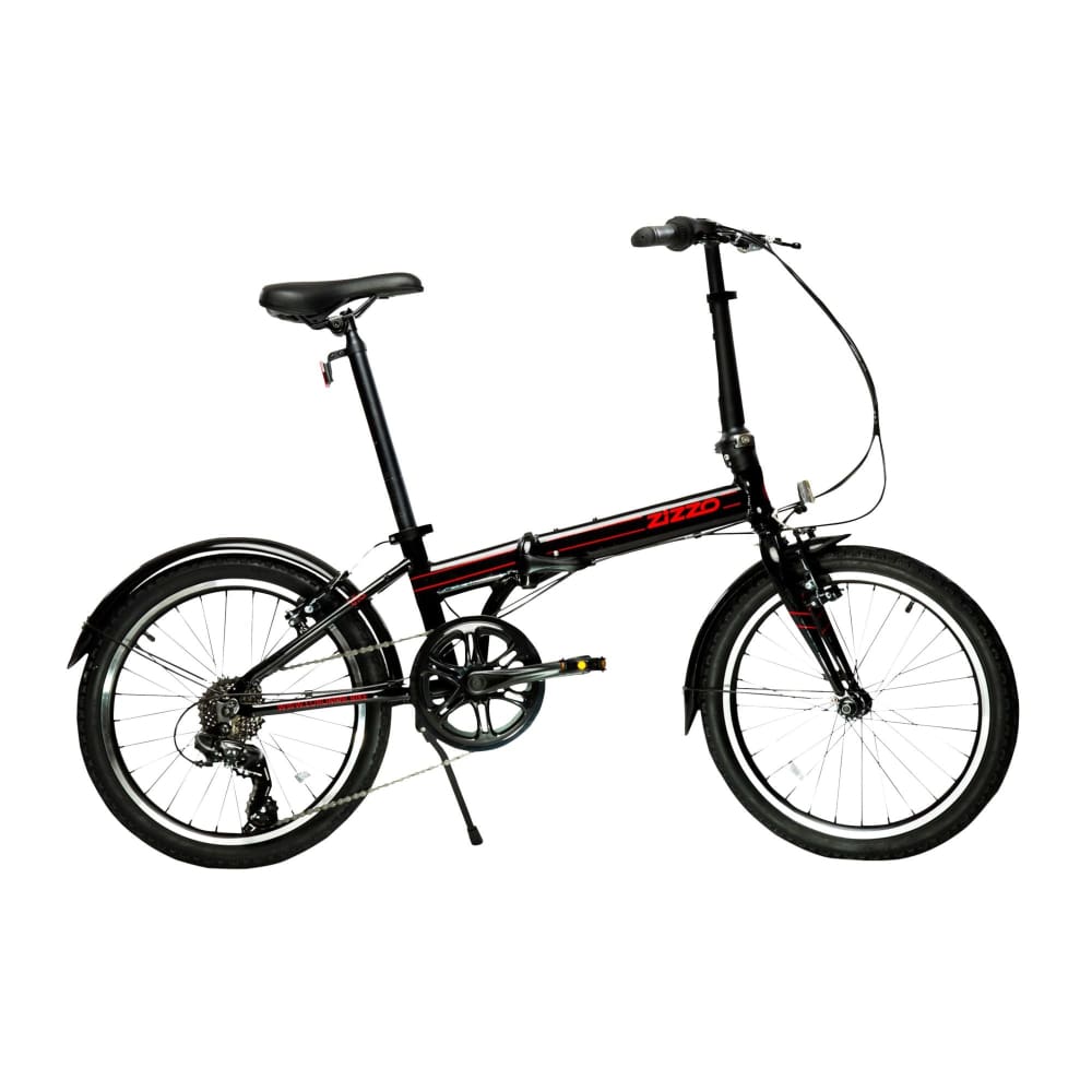 Zizzo Via Lightweight 20 7-Speed Aluminum Folding Bicycle - Black - Zizzo