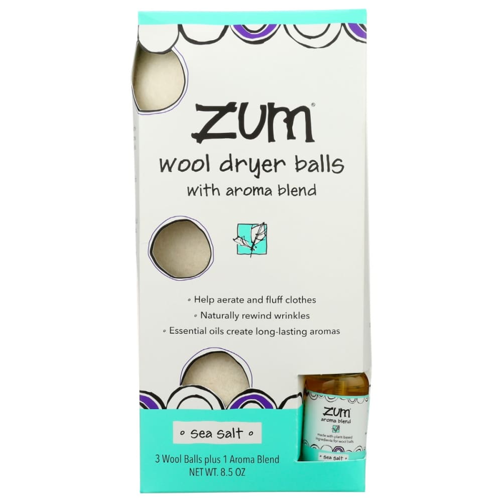 ZUM: Wool Dryer Balls Sea Salt 8.5 oz (Pack of 2) - ZUM