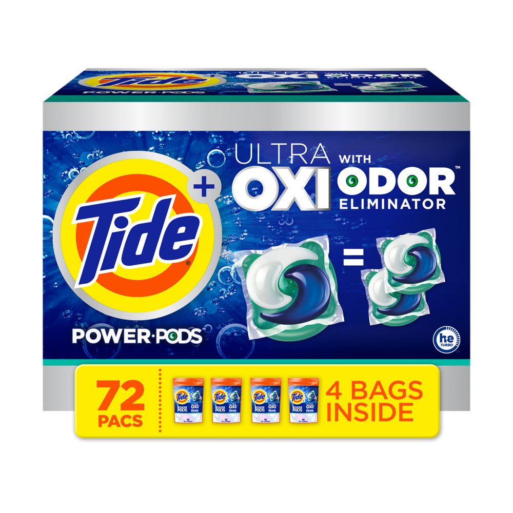 Tide Power PODS + Ultra OXI with Odor Eliminators Laundry Detergent Pacs (72 ct.)