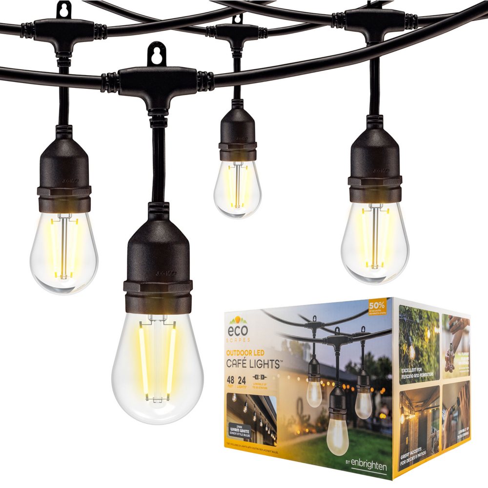 EcoScapes Outdoor LED Café Lights (24 bulbs, 48 ft.)