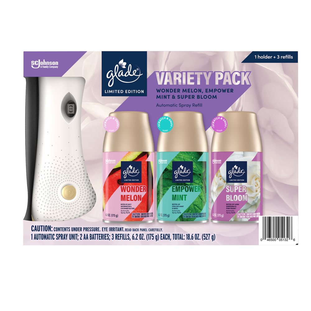 Glade Automatic Spray Air Freshener, Spring Variety Pack (1 Holder + 3 Refills)