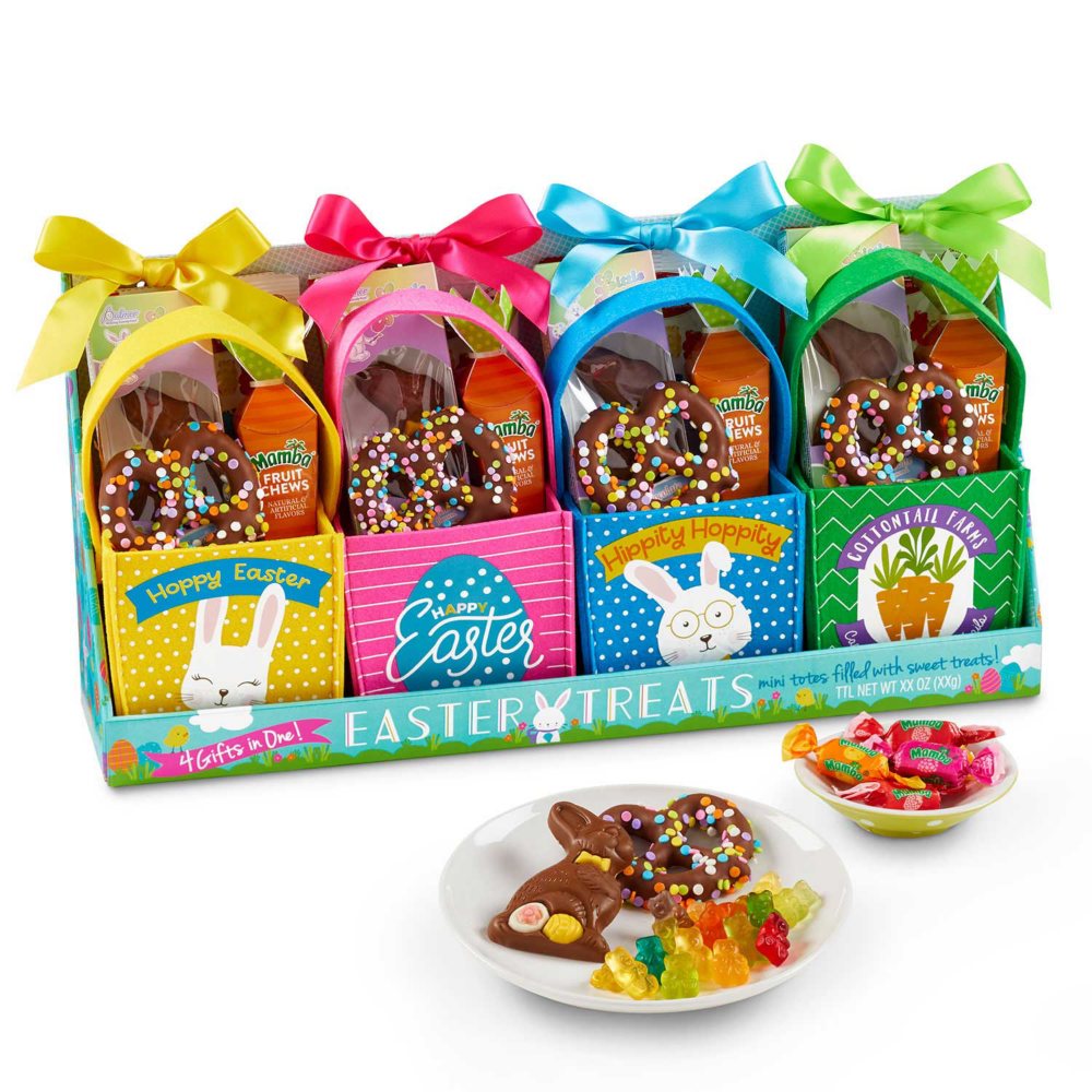 Easter Felt Tote Filled with Treats, 4 pack