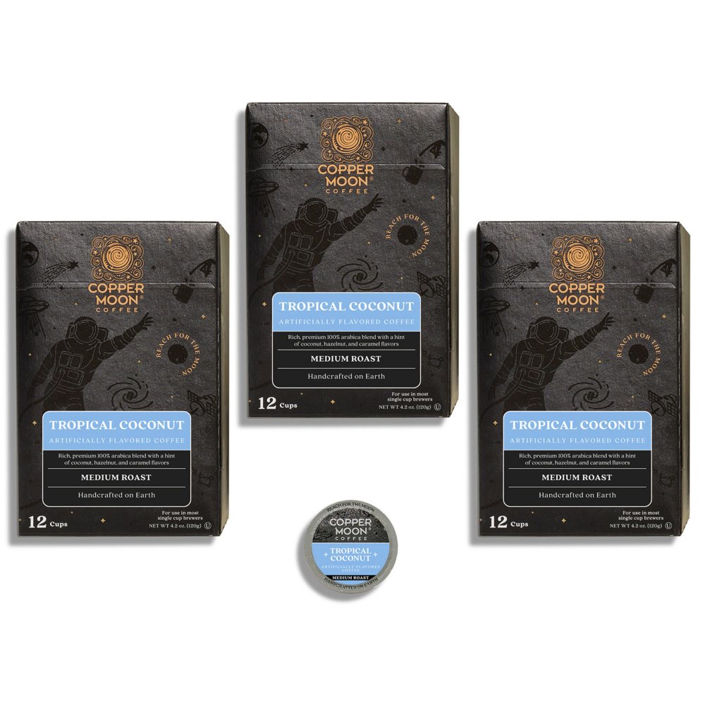 Copper Moon Medium Roast Coffee Single Serve Cups, Tropical Coconut (36ct.)