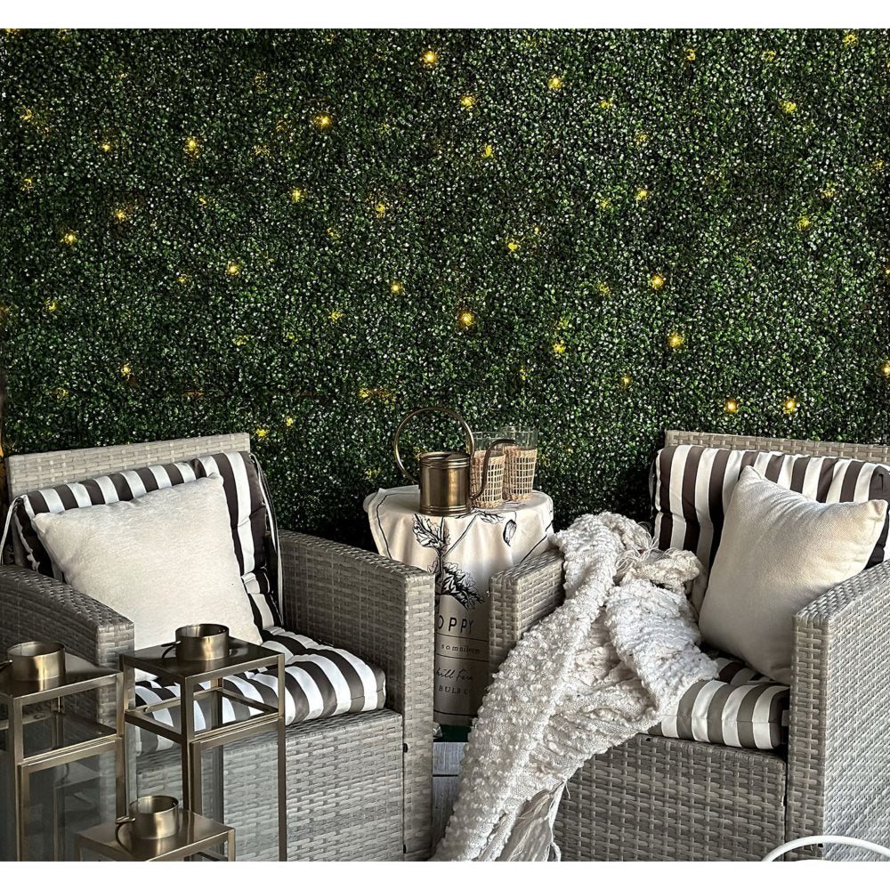 Select Surfaces Artificial Boxwood Hedge Panels With Lights (2 Pack)