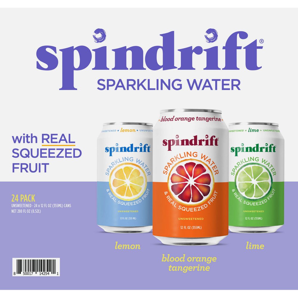 Spindrift Sparkling Water with Real Squeezed Fruit, Variety Pack (12 fl. oz., 24 pk.)