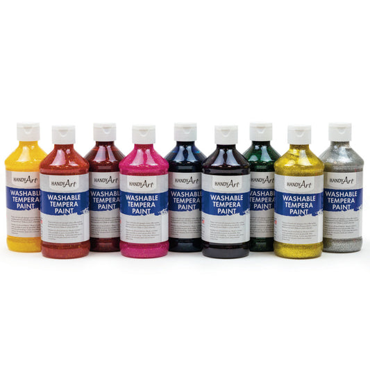 8Oz Glitter Washable Paint Set 9 Colors