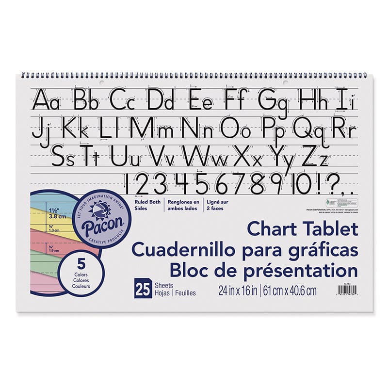 1-1/2 Ruled Manuscript Cover 25 Ct 24 In X 16 In (Pack of 3) - Chart Tablets - Dixon Ticonderoga Co - Pacon