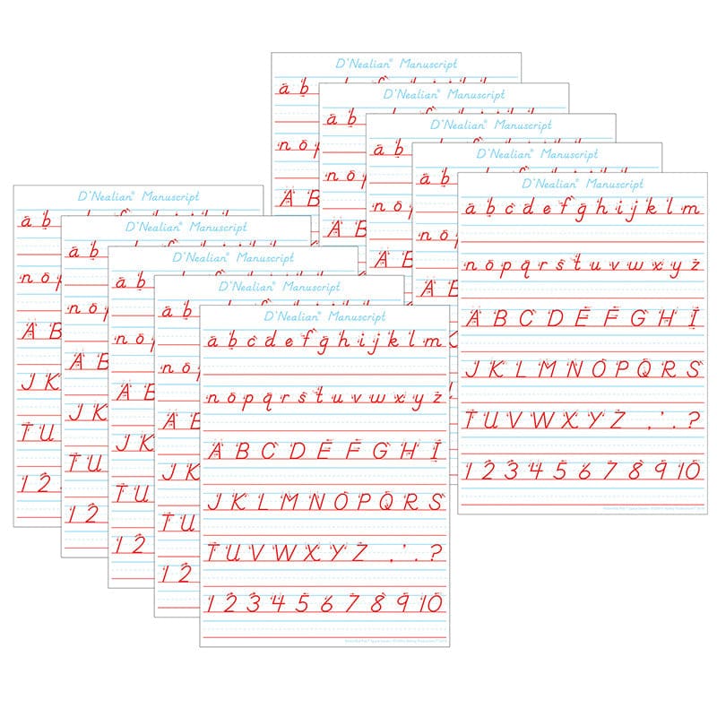 10 Pk Postermat Dnealian Manuscript (Pack of 2) - Language Arts - Ashley Productions