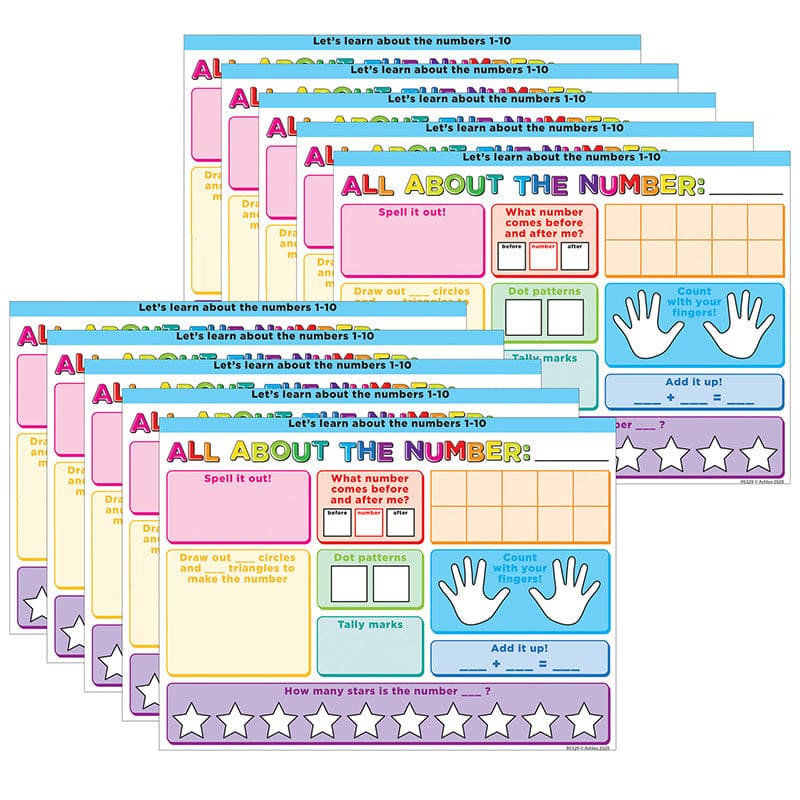 10 Pk Postermat Poly About Number (Pack of 2) - Math - Ashley Productions