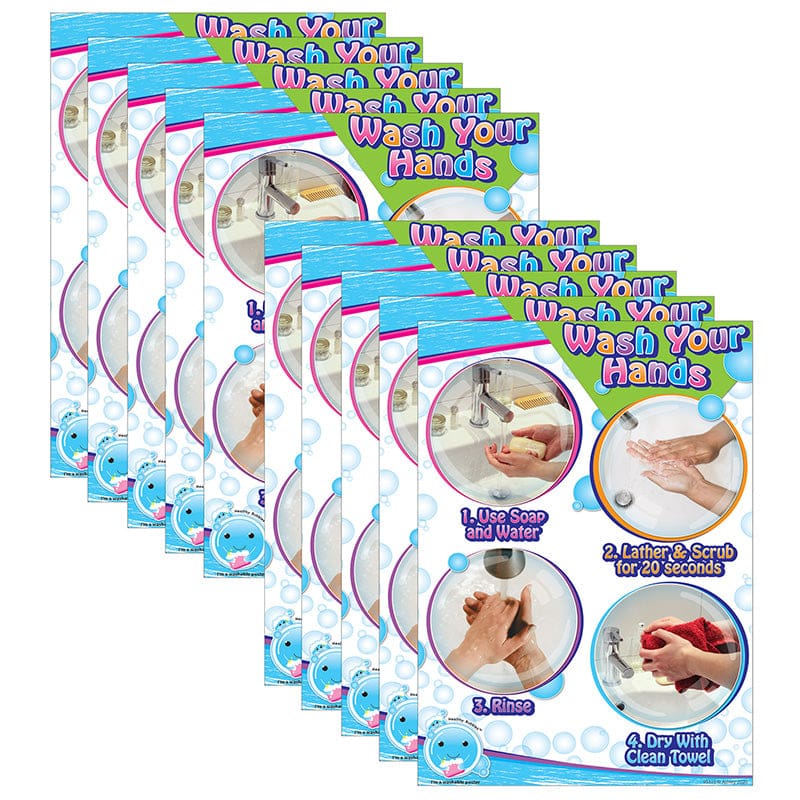 10 Pk Postermat Wash Your Hands (Pack of 2) - Miscellaneous - Ashley Productions