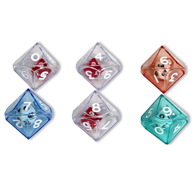 10 Sided Double Dice Set Of 6 (Pack of 6) - Dice - Koplow Games Inc.