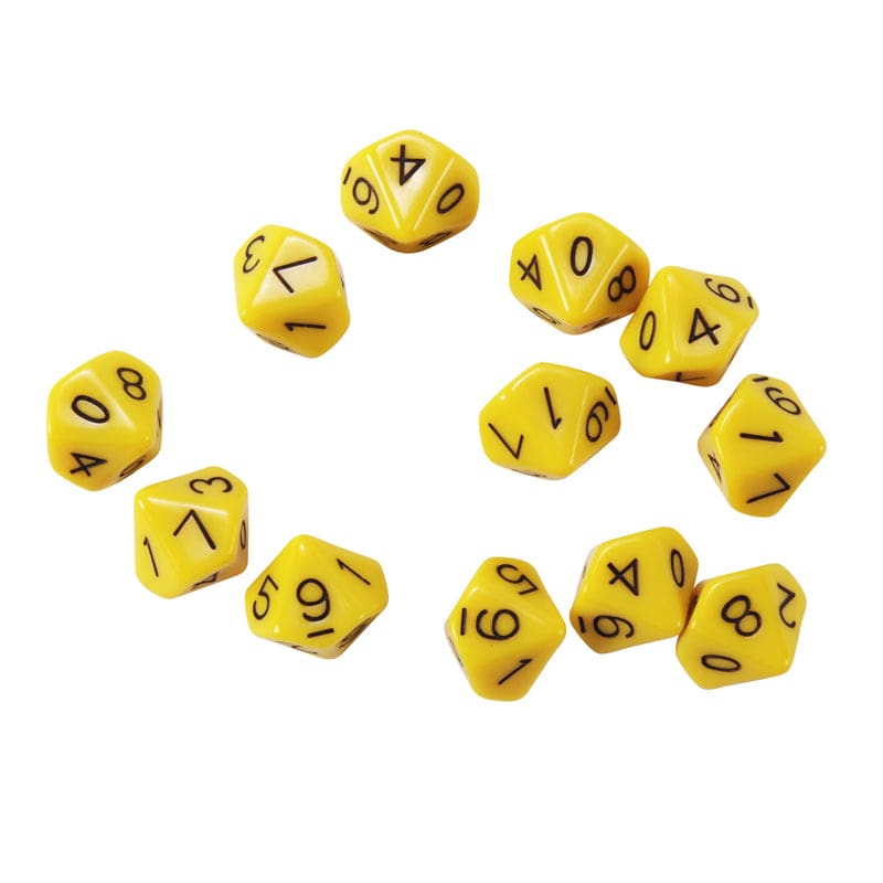 10 Sided Polyhedra Dice Set Of 12 (Pack of 6) - Dice - Learning Advantage