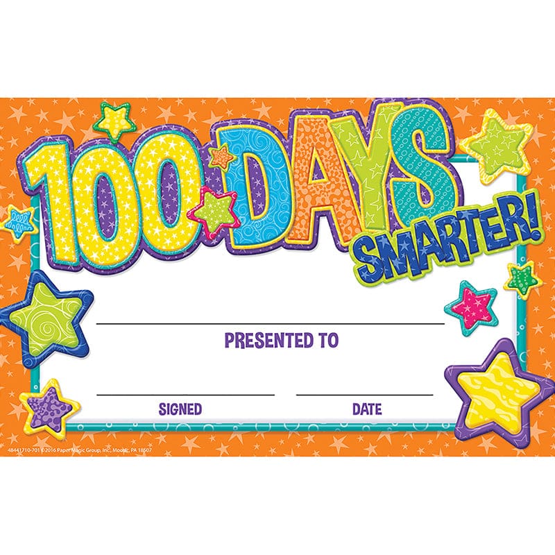 100 Days Recognition Award (Pack of 10) - Awards - Eureka