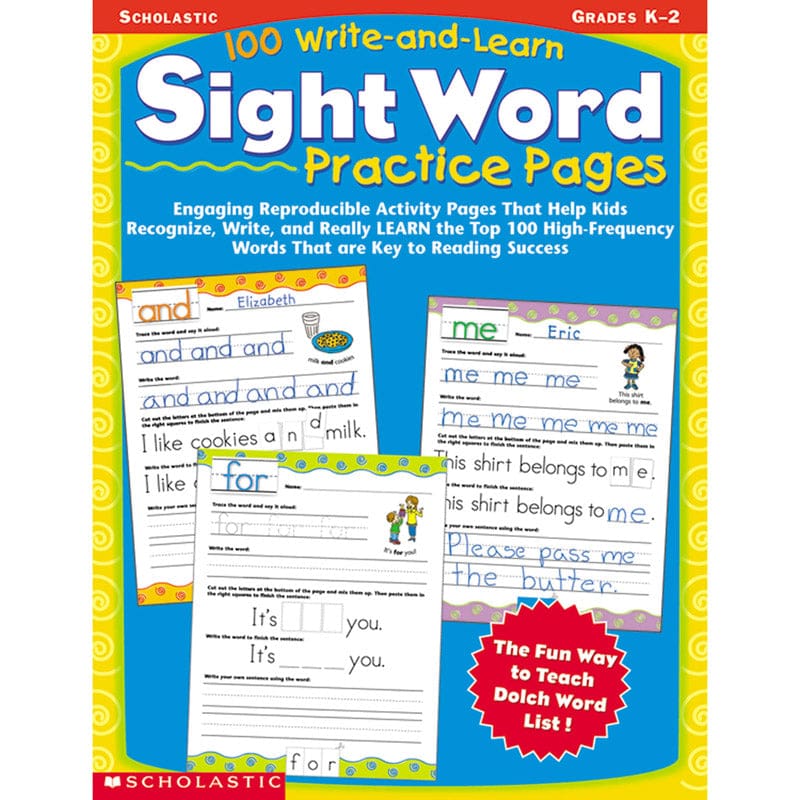100 Write And Learn Sight Word Practice Pages (Pack of 2) - Sight Words - Scholastic Teaching Resources