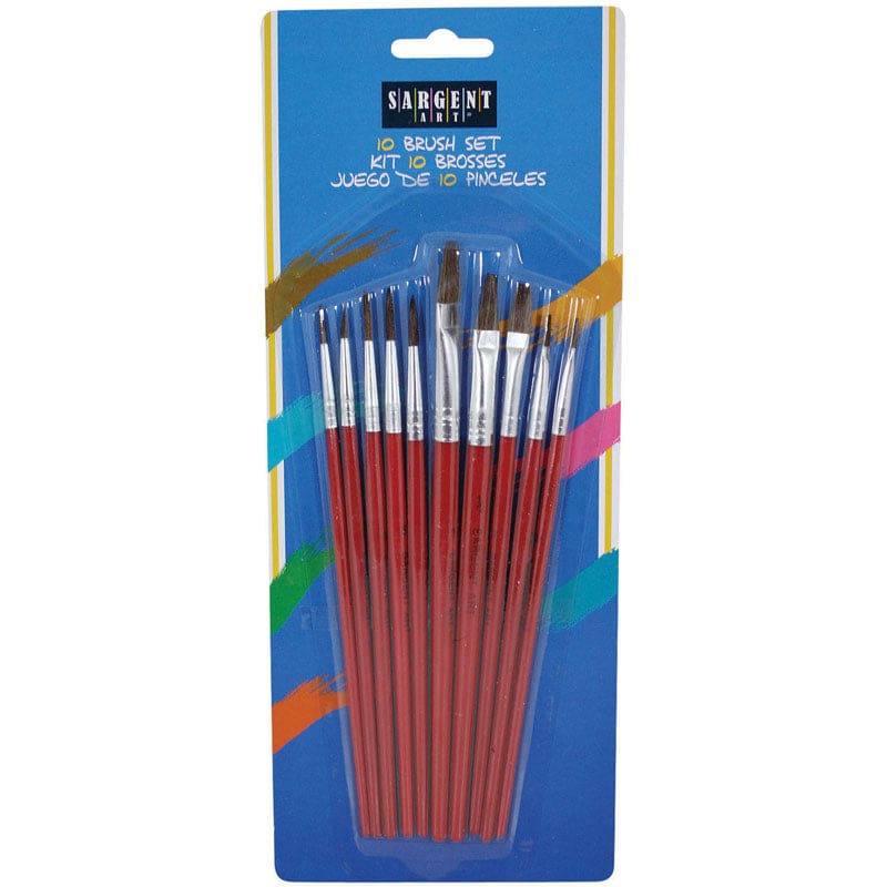 10Ct All Purpose Natural Hair Brush Assortment (Pack of 10) - Paint Brushes - Sargent Art Inc.