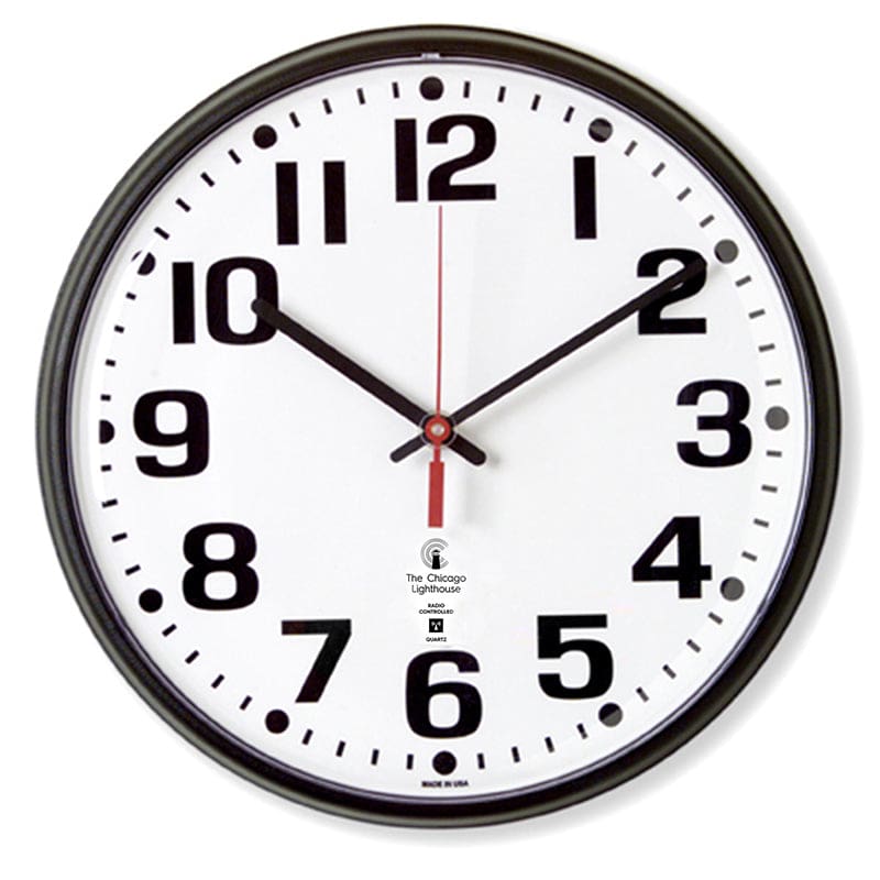 12.75In Black Atomic Clock Bold Num Radio Control Movement - Clocks - Chicago Lighthouse Industries