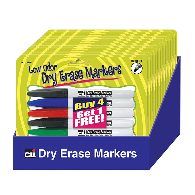 12 Pks Of 5 Pocket Dry Erase Marker Low Odor - Markers - Charles Leonard