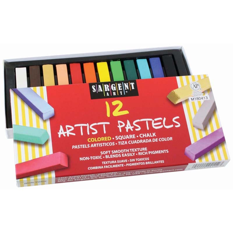 12Ct Assorted Color Artists Chalk Pastels Lift Lid Box (Pack of 6) - Pastels - Sargent Art Inc.