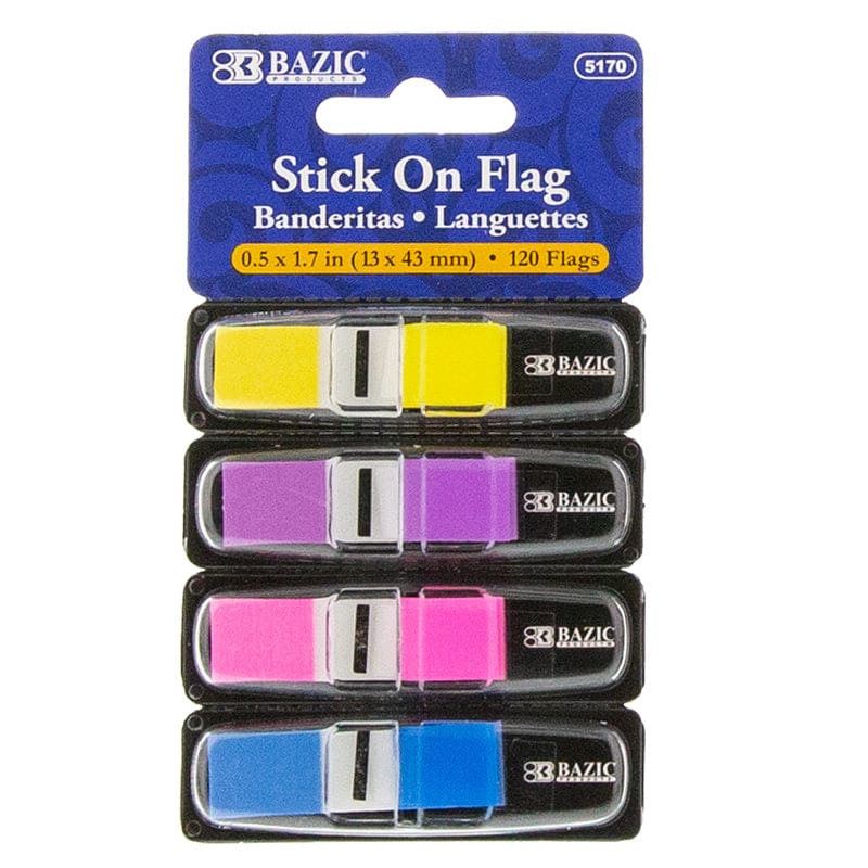 1/2In Color Coding Flags 120Ct Stick On Flags (Pack of 12) - Post It & Self-Stick Notes - Bazic Products