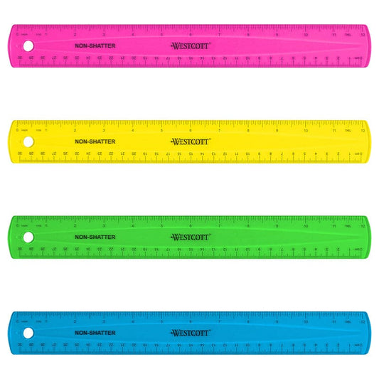12In Shatterproof Ruler Asst Colors (Pack of 12) - Rulers - Acme United Corporation