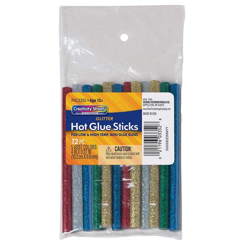 12Pk Hot Glitter Glue Sticks (Pack of 12) - Glue/Adhesives - Dixon Ticonderoga Co - Pacon