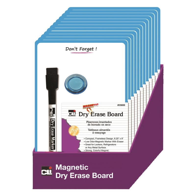 12St Mini Magnetic Dry Erase Board Blue Frame - Dry Erase Boards - Charles Leonard