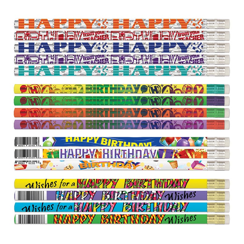 144Ct Birthday Pencils Assortment - Pencils & Accessories - Musgrave Pencil Co Inc
