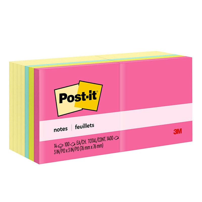 14Ct 3X3 Yellow And Bright Color Post It - Post It & Self-Stick Notes - 3M Company