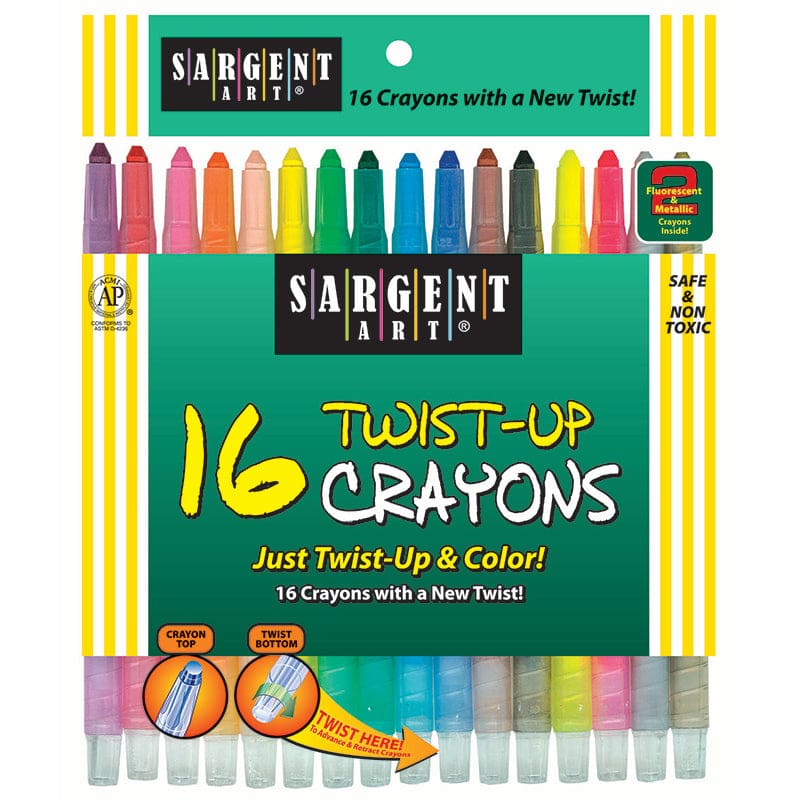16 Ct Twist Up Crayon (Pack of 8) - Crayons - Sargent Art Inc.