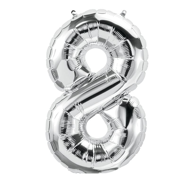 16In Foil Balloon Silver Number 8 (Pack of 12) - Accessories - Pioneer Balloon Company