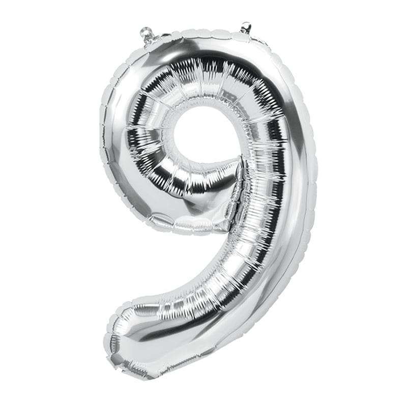 16In Foil Balloon Silver Number 9 (Pack of 12) - Accessories - Pioneer Balloon Company