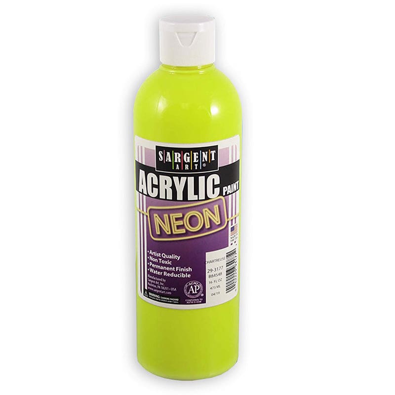 16Oz Neon Acrylic- Chartreuse (Pack of 2) - Paint - Sargent Art Inc.