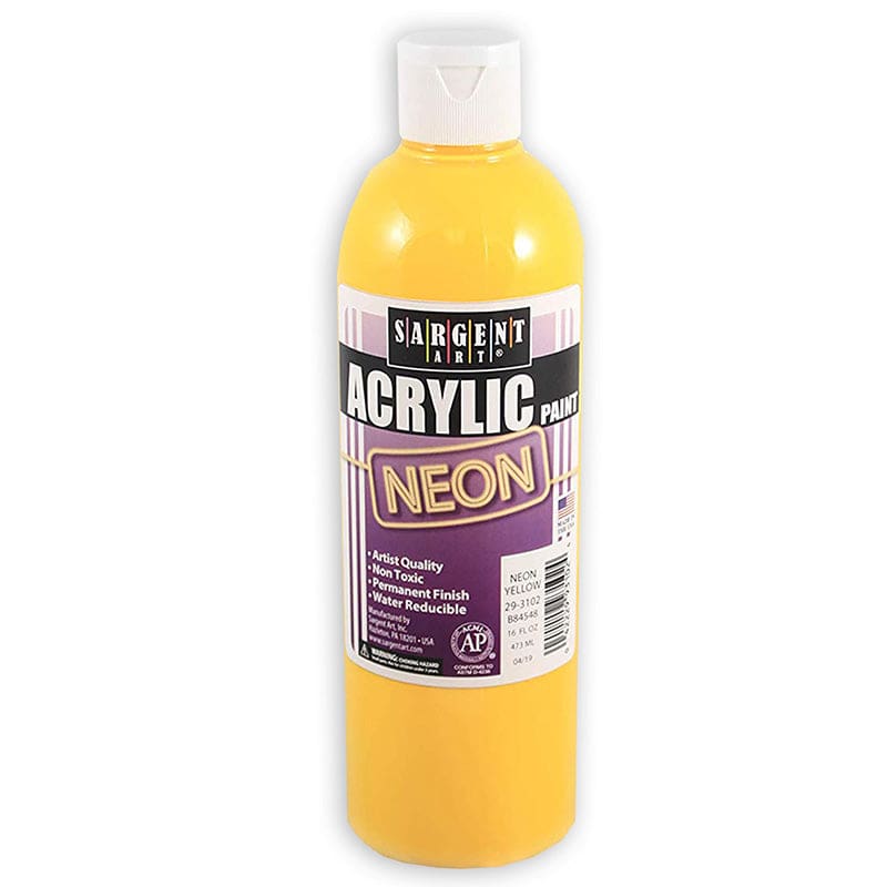 16Oz Neon Acrylic- Yellow (Pack of 2) - Paint - Sargent Art Inc.