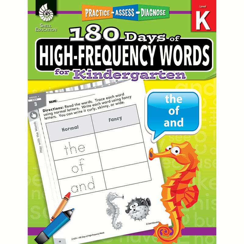 180 Day High Freq Words Gr K Workbk (Pack of 2) - Sight Words - Shell Education