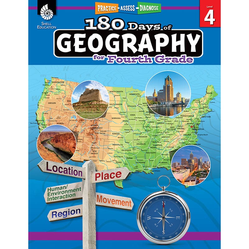 180 Days Of Geography Grade 4 (Pack of 2) - Geography - Shell Education
