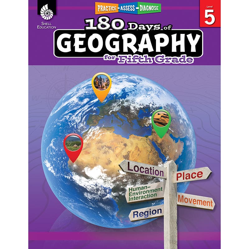180 Days Of Geography Grade 5 (Pack of 2) - Geography - Shell Education
