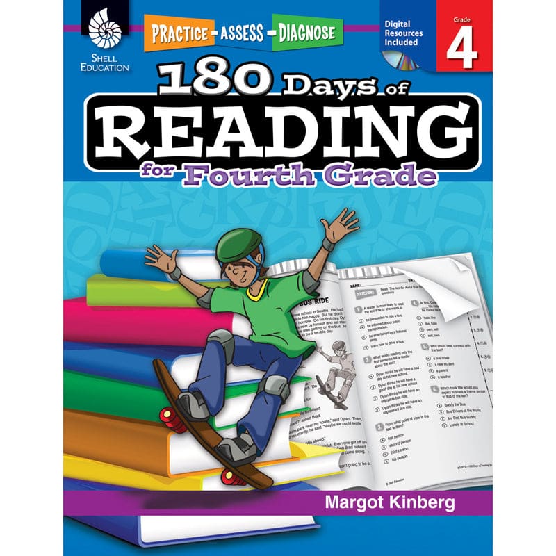 180 Days Of Reading Book For Fourth Grade (Pack of 2) - Reading Skills - Shell Education