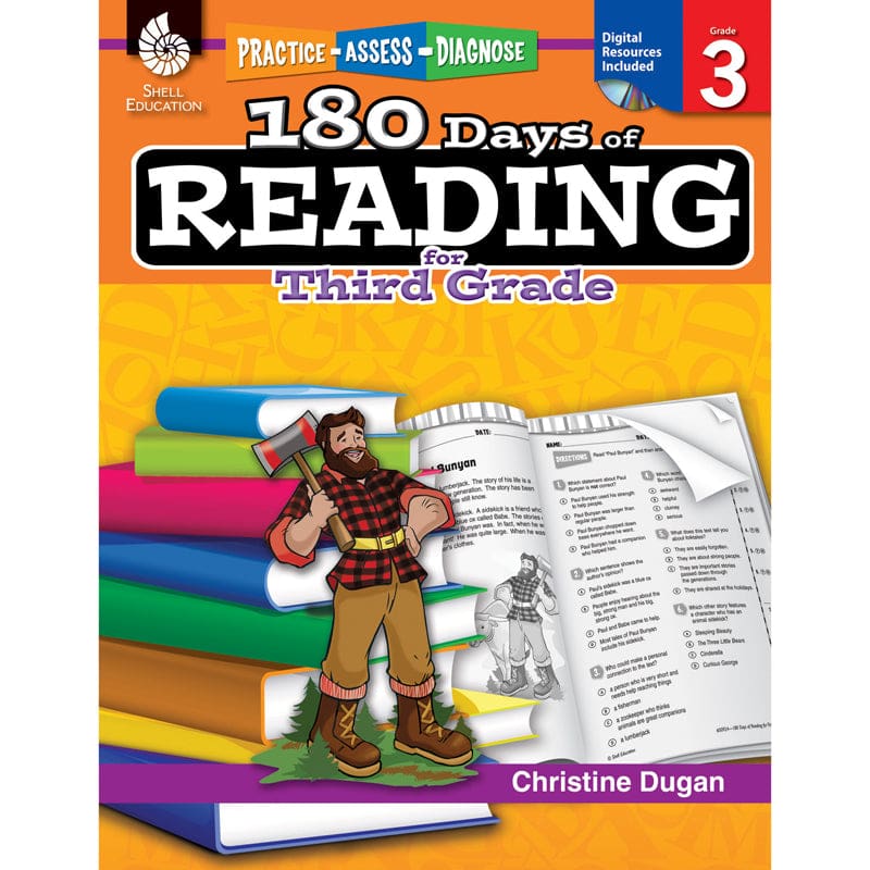 180 Days Of Reading Book For Third Grade (Pack of 2) - Reading Skills - Shell Education