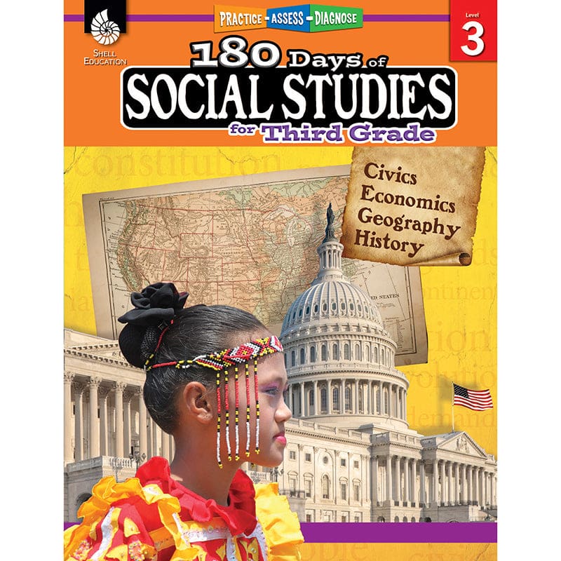 180 Days Of Social Studies Gr 3 (Pack of 2) - Activities - Shell Education
