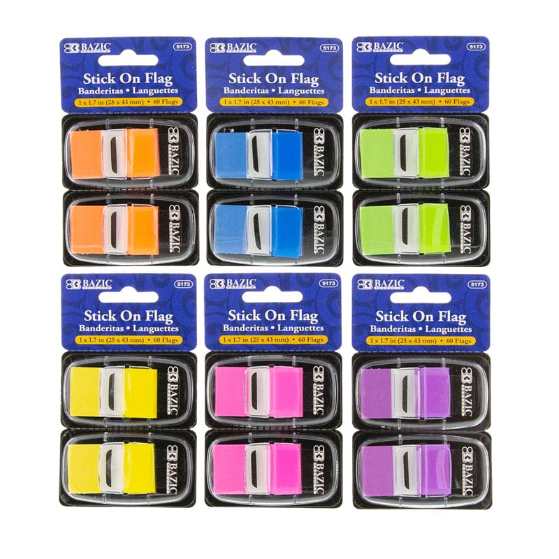 1In Standard Flags 60Ct Stick On (Pack of 12) - Post It & Self-Stick Notes - Bazic Products