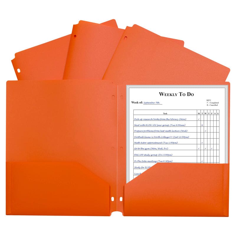 2 Pocket Poly Portfolio Orange with 3 Hole Punch (Pack of 12) - Folders - C-Line Products Inc