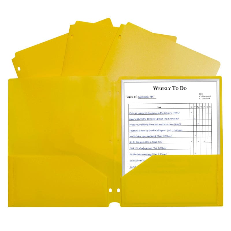 2 Pocket Poly Portfolio Yellow with 3 Hole Punch (Pack of 12) - Folders - C-Line Products Inc